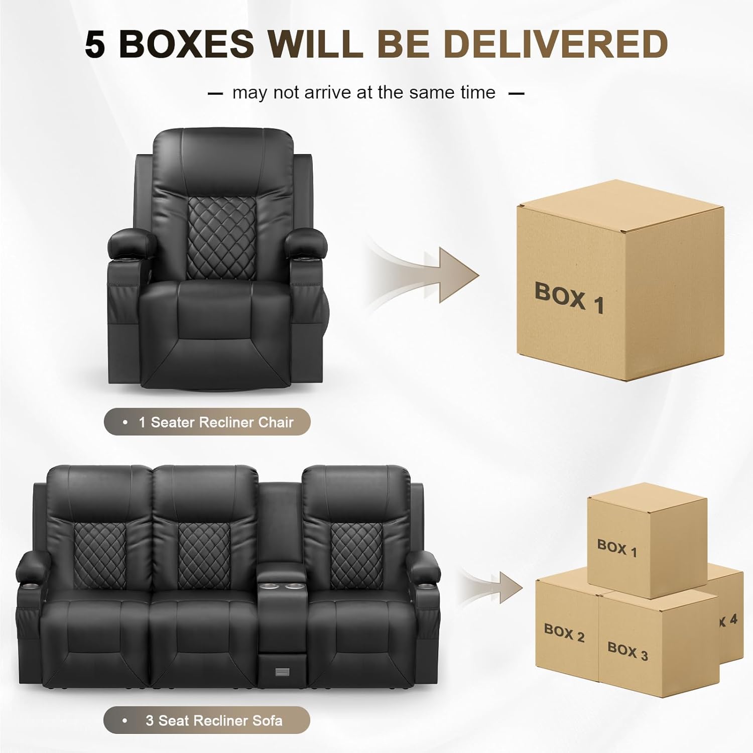 YONISEE 3 Seat Recliner Sofa with Storage Console USB Ports and Cup Holders