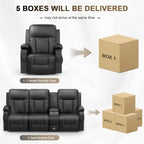 YONISEE 3 Seat Recliner Sofa Large Manual Reclining Couch with Storage Console