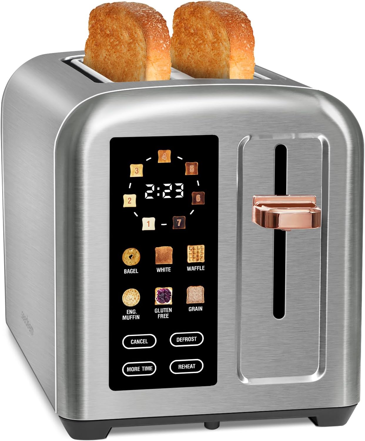 SEEDEEM 4 Slice Touch Screen Toaster LCD Display 7 Shade Settings Wide Slots 1800W