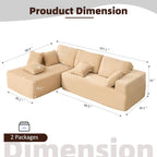 Afuson Boneless Sectional Sofa L Shape Deep Seat Cloud Couch Living Room