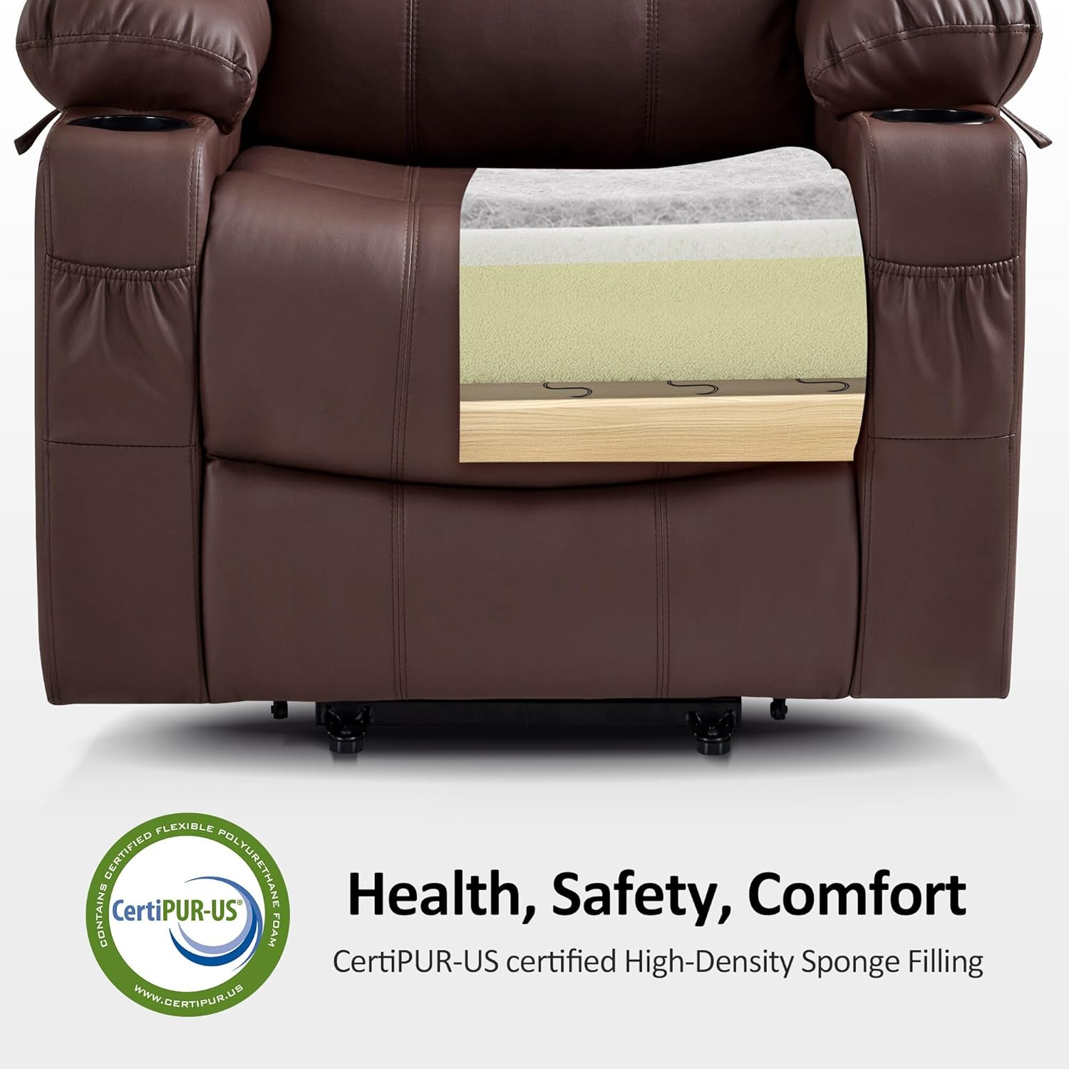 MCombo Electric Power Lift Recliner Massage Heat Chair for Elderly 3 Positions 2 Pockets USB
