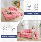 MAXYOYO L Shaped Folding Sofa Bed Convertible Sleeper with Pillow Armrest