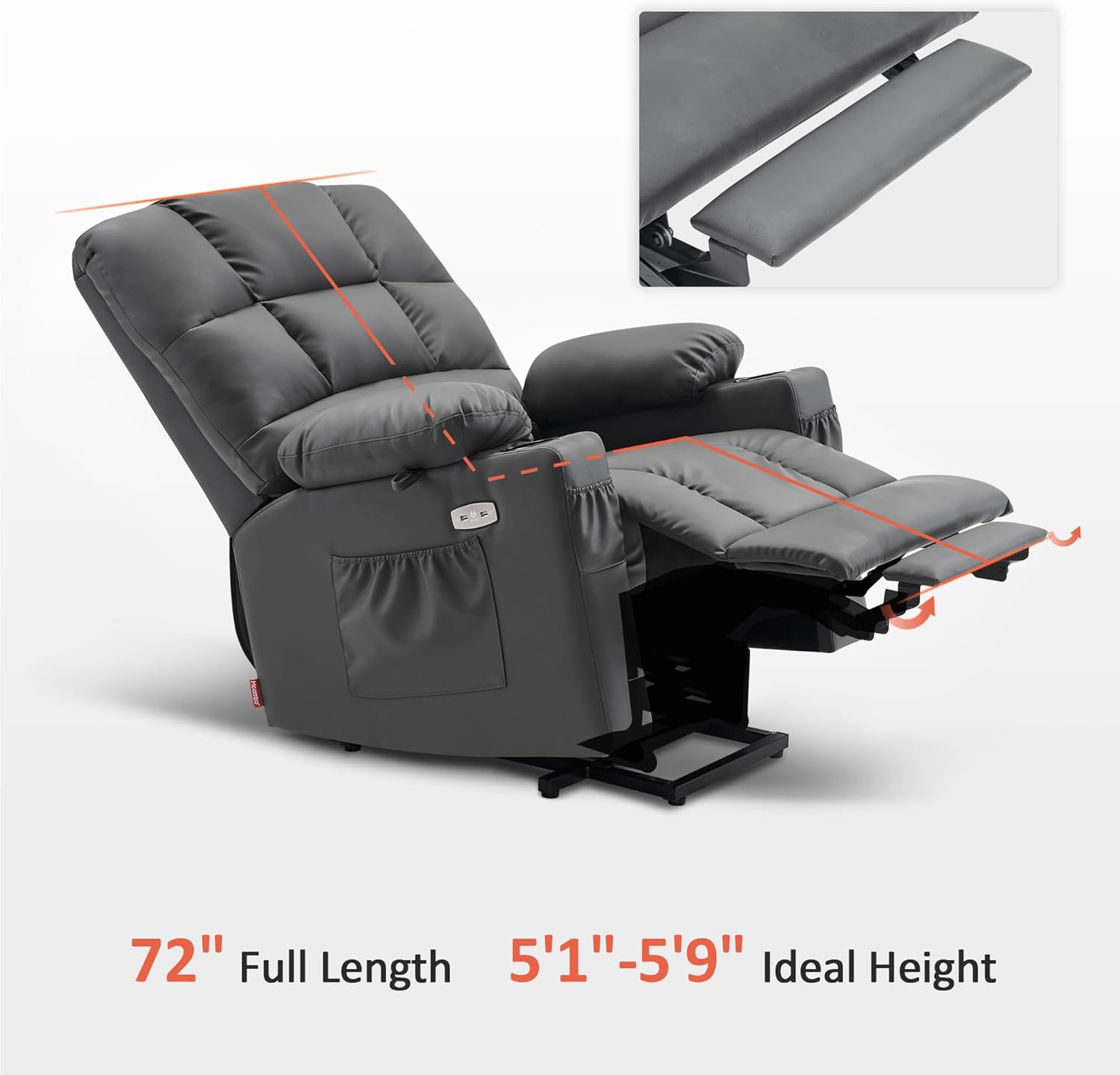 MCombo Large Power Lift Recliner Chair with Dual Motor Massage Heat Faux Leather