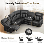 YONISEE 3 Seat Recliner Sofa Large Manual Reclining Couch with Storage Console