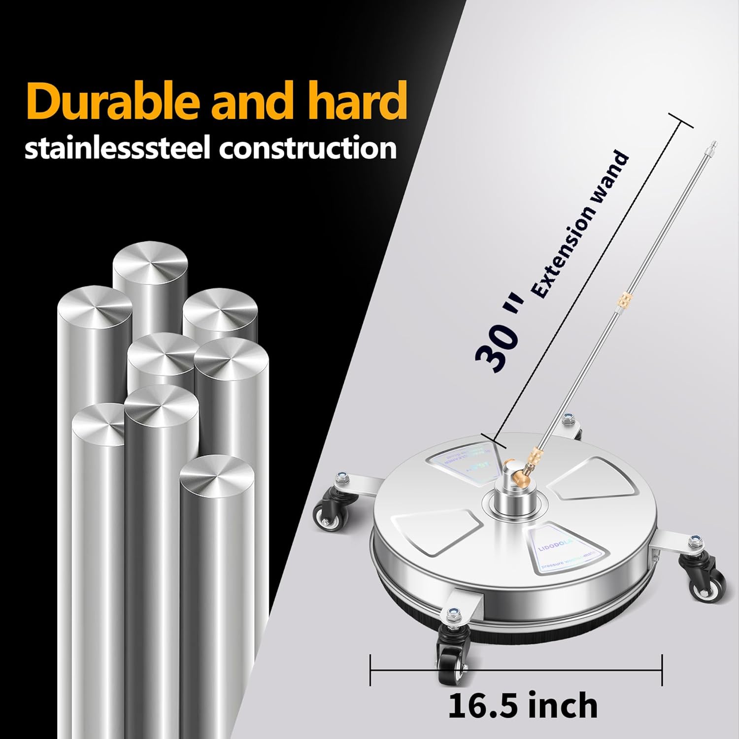 LidoDola 14 Inch Pressure Washer Surface Cleaner with Wheels for Concrete Patio Deck