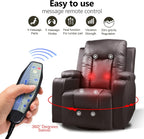 COMHOMA PU Leather Recliner Chair Heated Massage Swivel Rocker Brown