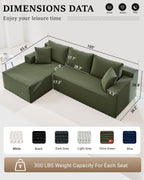 HANXIN Cloud Sectional Sofa L Shape Chaise Deep Seat Modular Living Room Couch