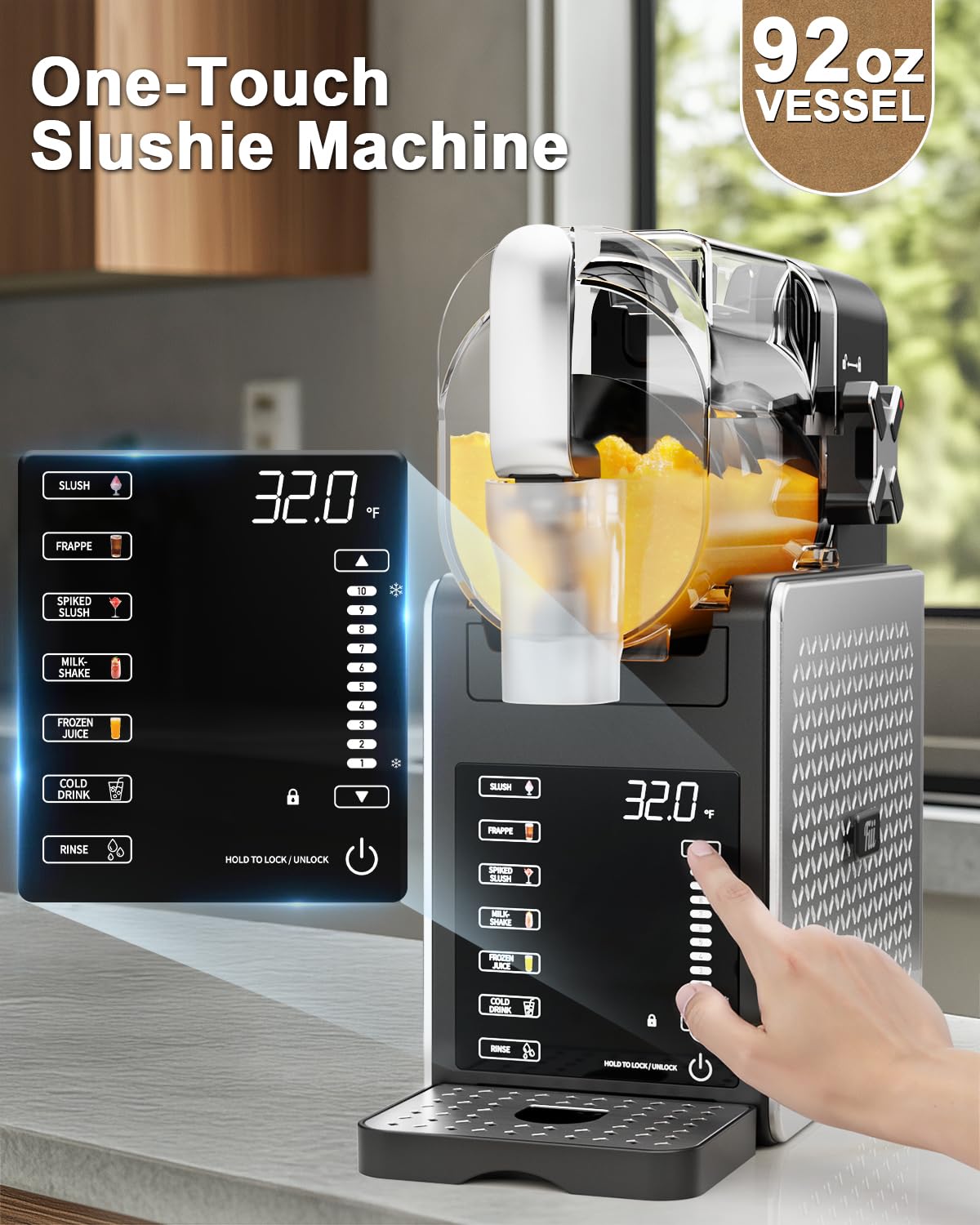 Fiii Slushie Machine 92oz Home Frozen Drink Maker with Auto Clean