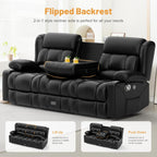 Dresegmt Loveseat Recliner Sofa 3 Seat Flip Backrest with Storage USB Cup Holders