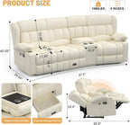 Dresegmt Loveseat Recliner Sofa 3 Seat Flip Backrest with Storage USB Cup Holders