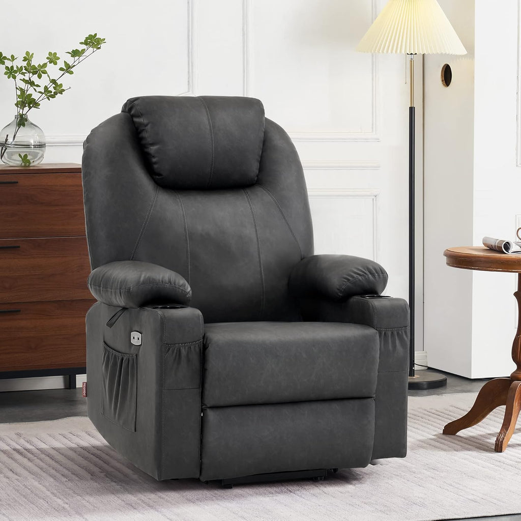 MCombo Electric Power Lift Recliner Massage Heat Chair for Elderly 3 Positions 2 Pockets USB