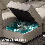 Belffin Reversible Modular Sectional Sofa with Ottomans Velvet Sleeper Chaise Bed Storage Seat Black