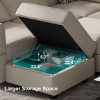Belffin Velvet Modular Sectional Sofa with Ottoman Sleeper Bed Storage