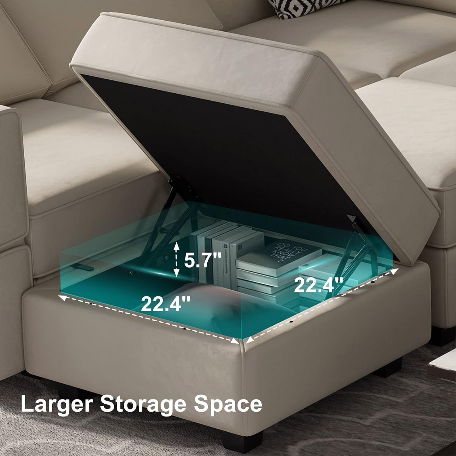 Belffin Velvet Modular Sectional Sofa with Ottoman Sleeper Bed Storage