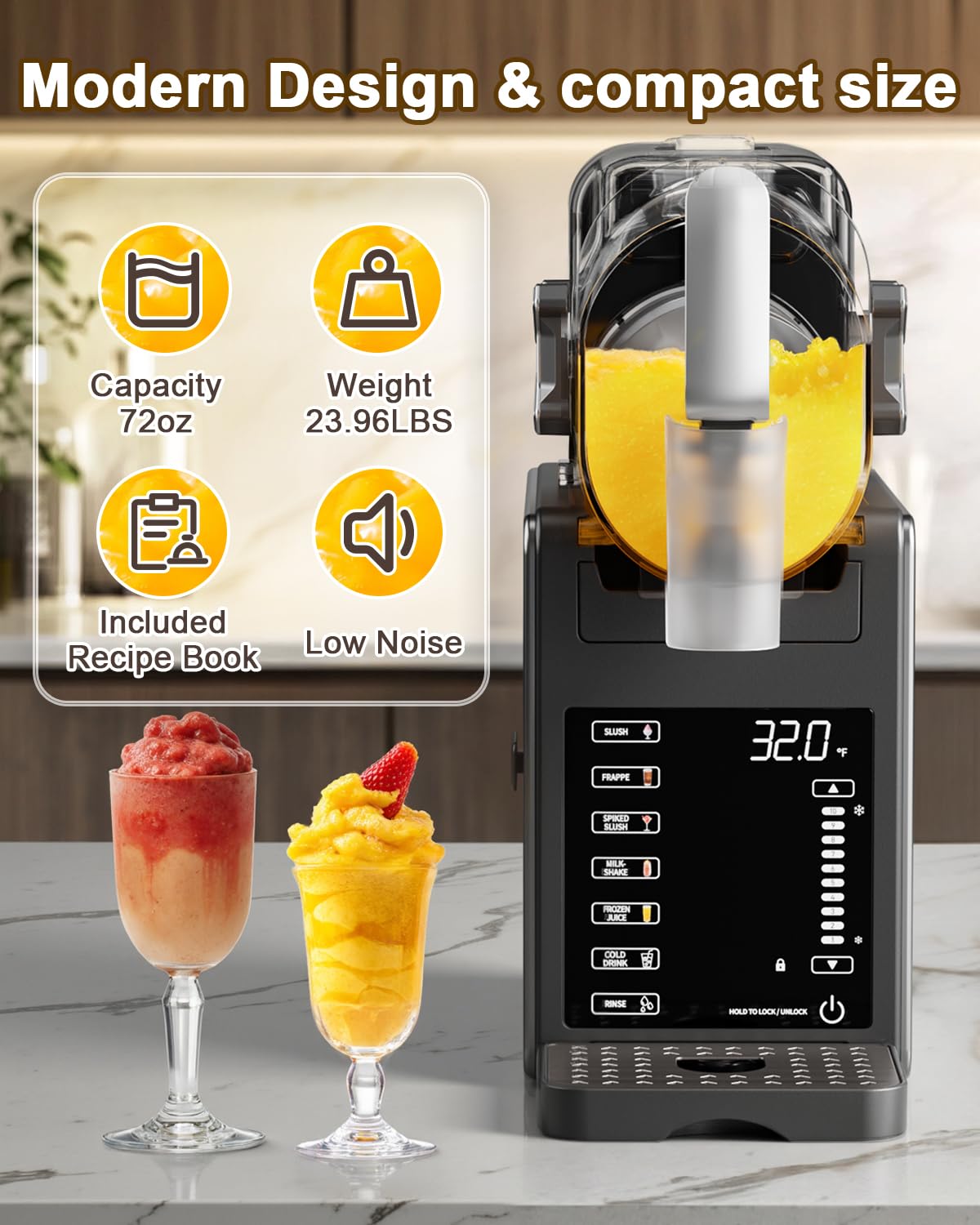 Fiii Slushie Machine 92oz Home Frozen Drink Maker with Auto Clean