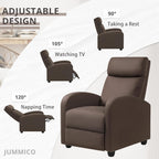 JUMMICO Adjustable Recliner Chair Home Theater Sofa with Thick Cushion