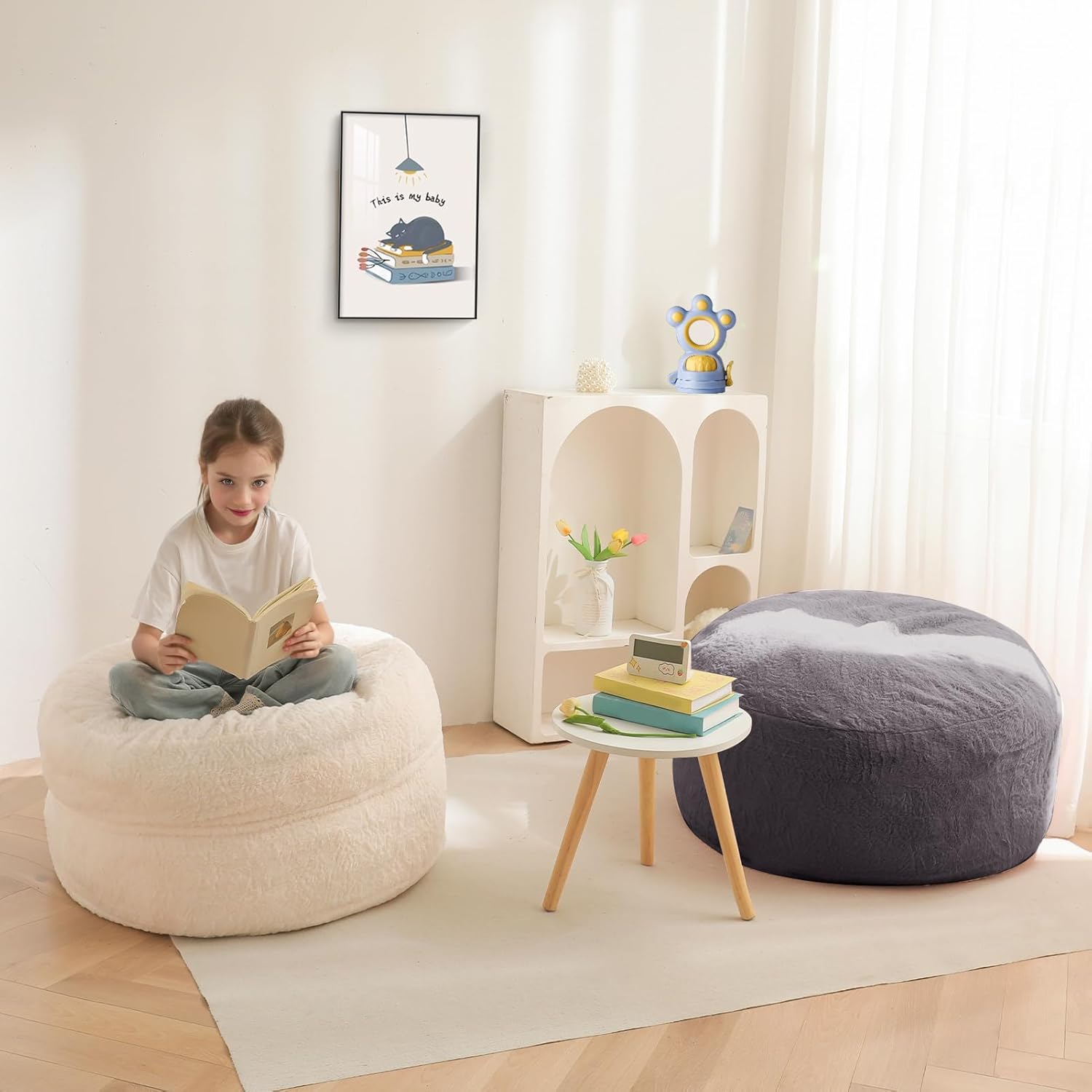 MAXYOYO Convertible Bean Bag Chair Bed for Kids with Foam Filling