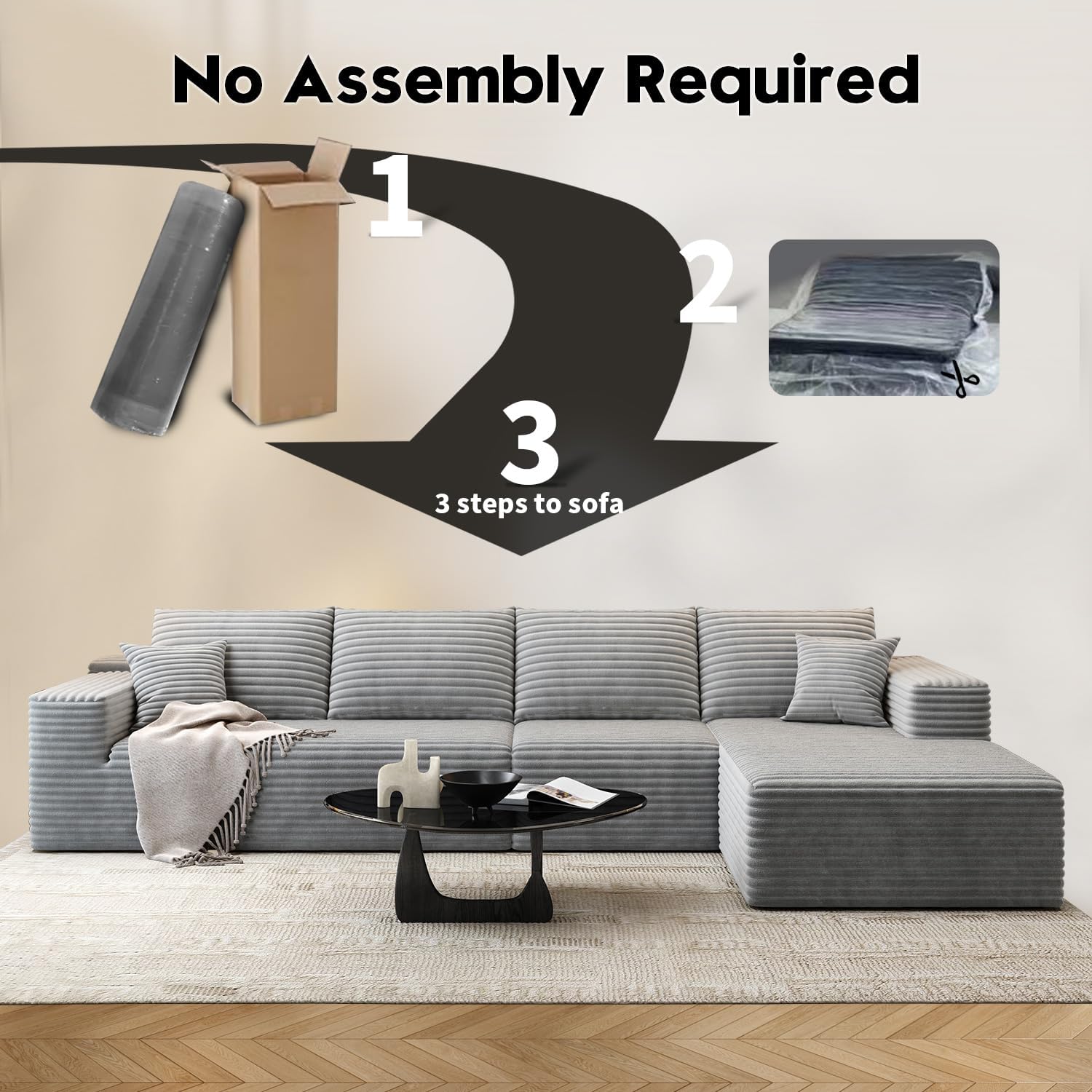 Settab Cloud Modular Sectional Sofa U Shaped Deep Seat Living Room Couch