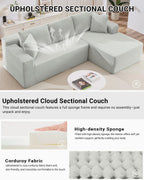 HANXIN Cloud Sectional Sofa L Shape Chaise Deep Seat Modular Living Room Couch