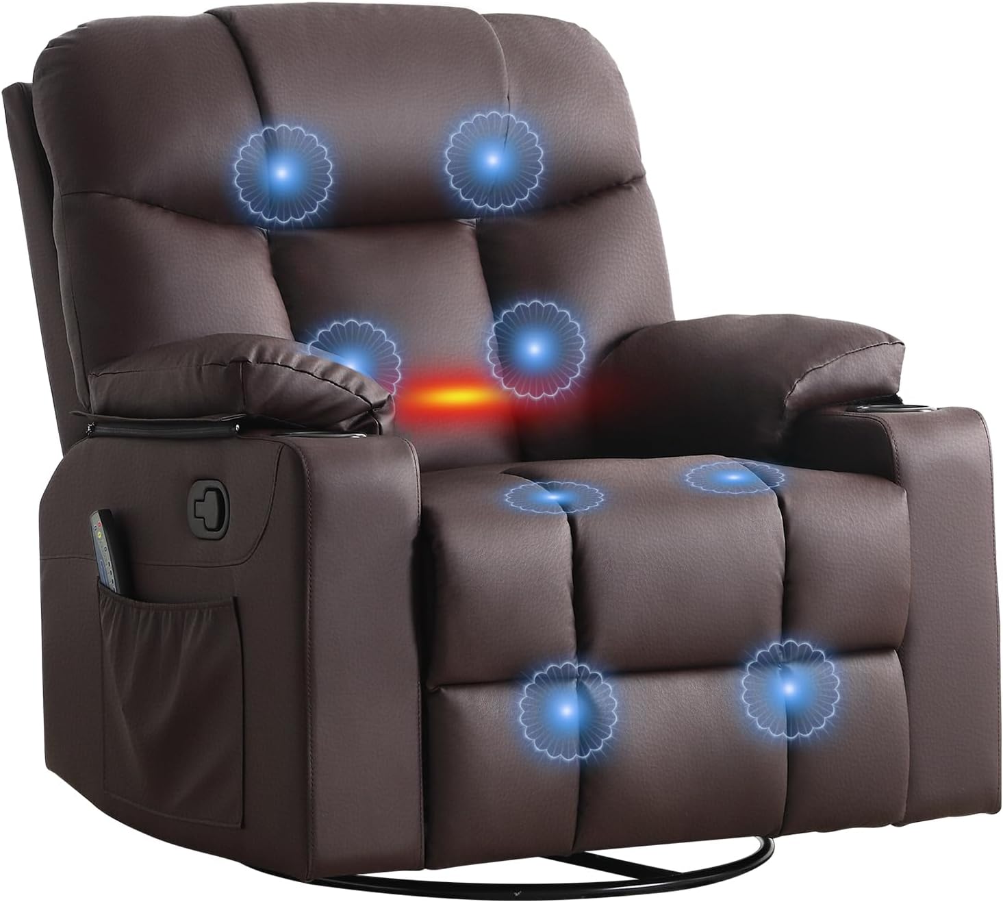 ANJ Swivel Rocker Recliner Chair Manual Fabric Small Space