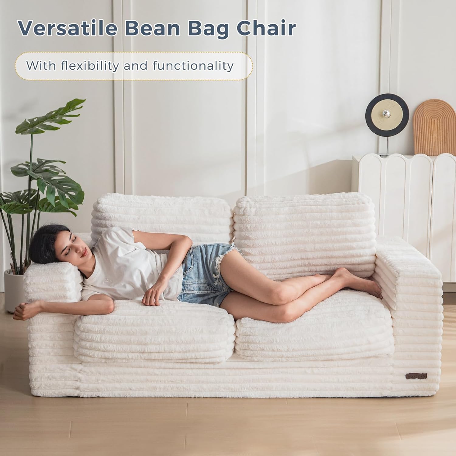 MAXYOYO Giant Bean Bag Chair for Adults with Pillows and Armrests