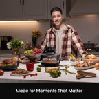 Kismile Portable Glass Air Fryer 5 in 1 Dual Containers Compact Smart Oven