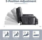MAXYOYO Adjustable Floor Sofa Bed with Armrest Double Black Foldable Sleeper