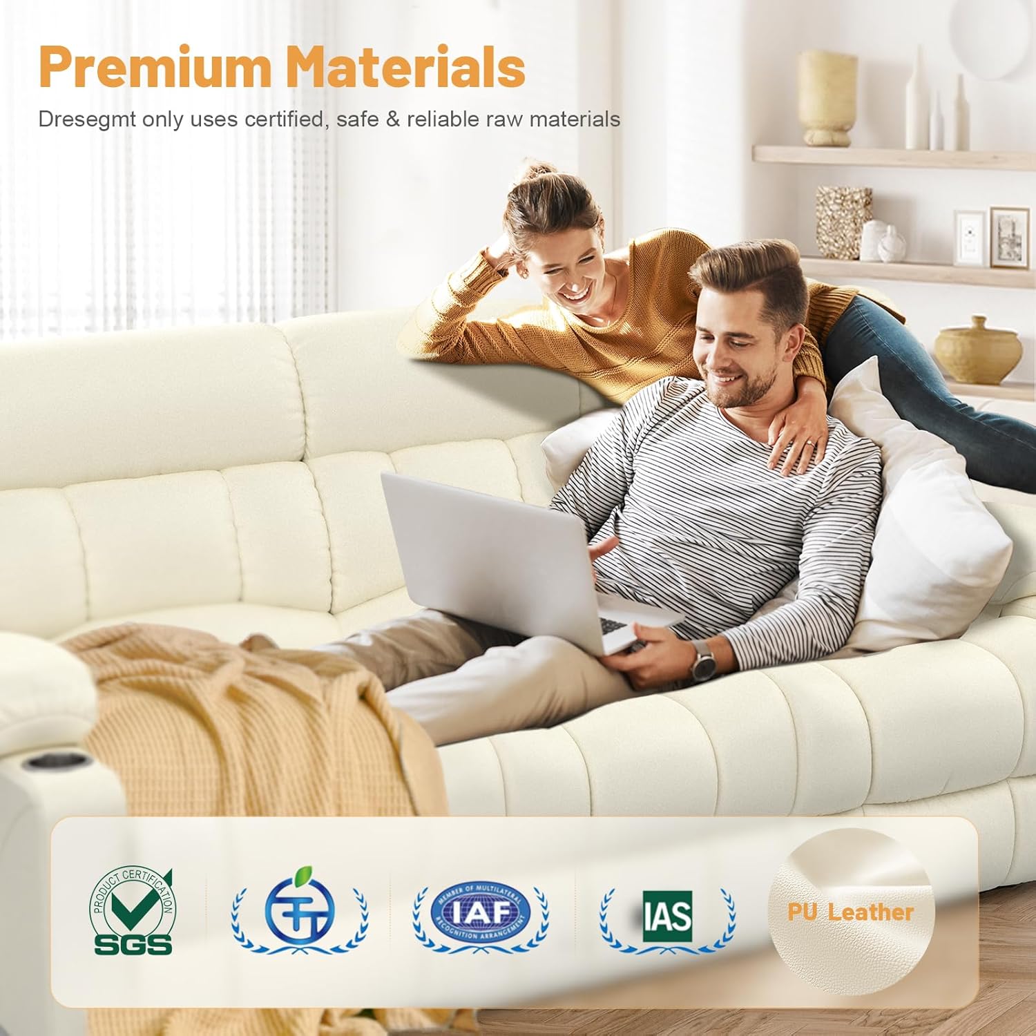 Dresegmt Loveseat Recliner Sofa 3 Seat Flip Backrest with Storage USB Cup Holders