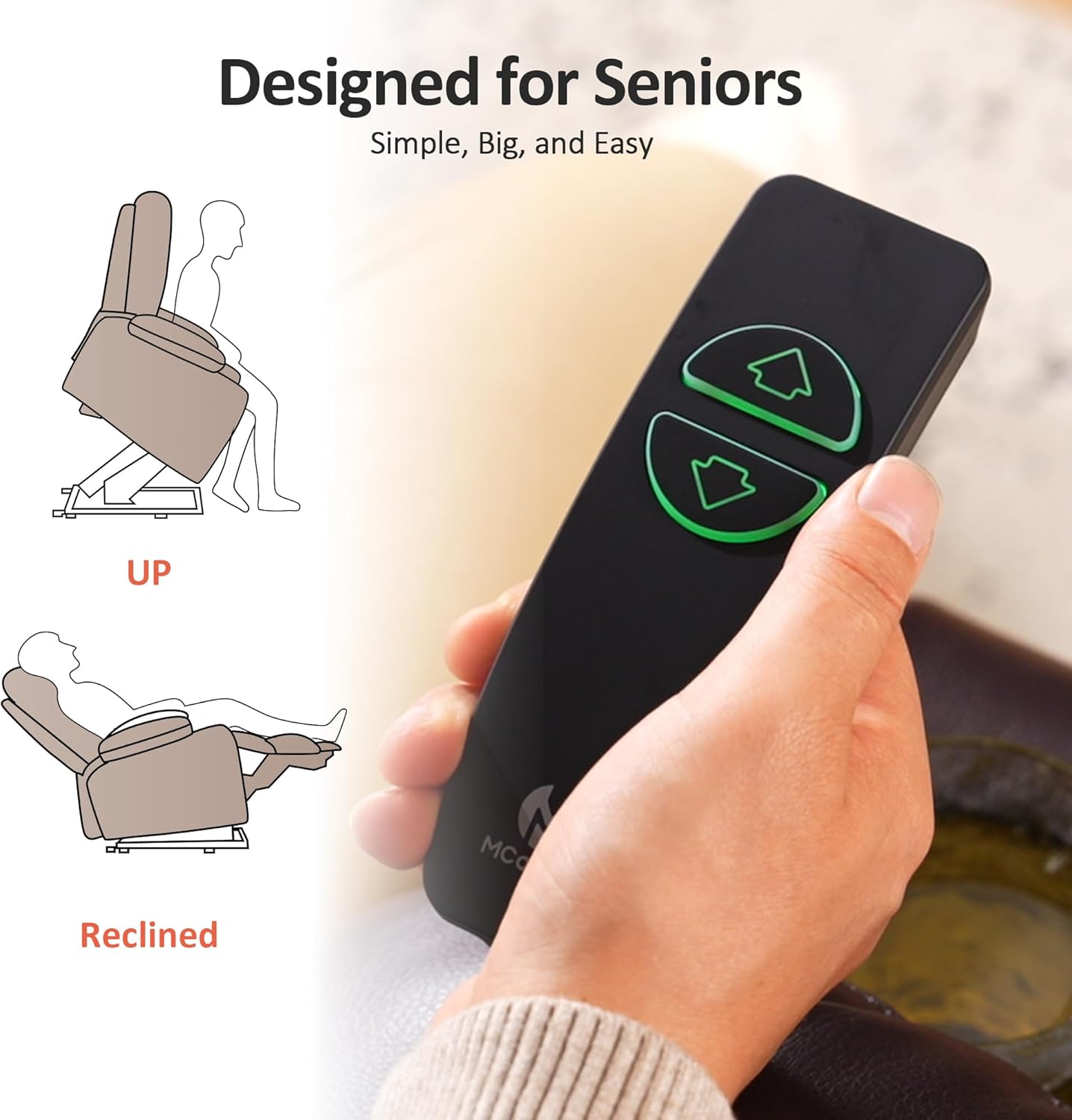 MCombo Power Lift Recliner Chair for Elderly with Extended Footrest Fabric
