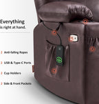 MCombo Electric Power Lift Recliner Massage Heat Chair for Elderly 3 Positions 2 Pockets USB