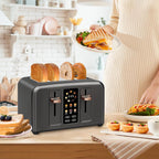 SEEDEEM 4 Slice Touch Screen Toaster LCD Display 7 Shade Settings Wide Slots 1800W