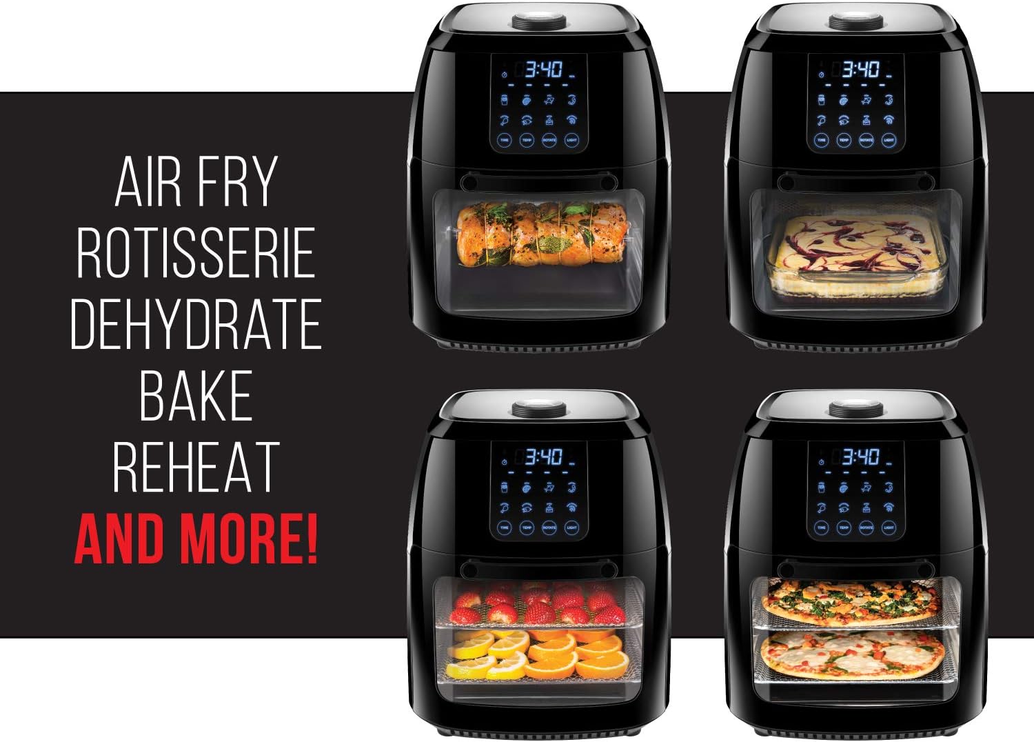 Chefman 12 Quart Air Fryer Oven 6 in 1 Convection Countertop with Presets