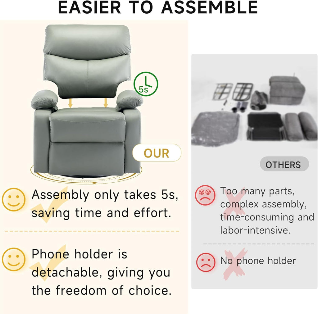 GNMLP2020 Swivel Rocker Recliner Chair Manual Small Space Nursery Living Room