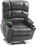 MCombo Large Power Lift Recliner Chair with Dual Motor Massage Heat Faux Leather