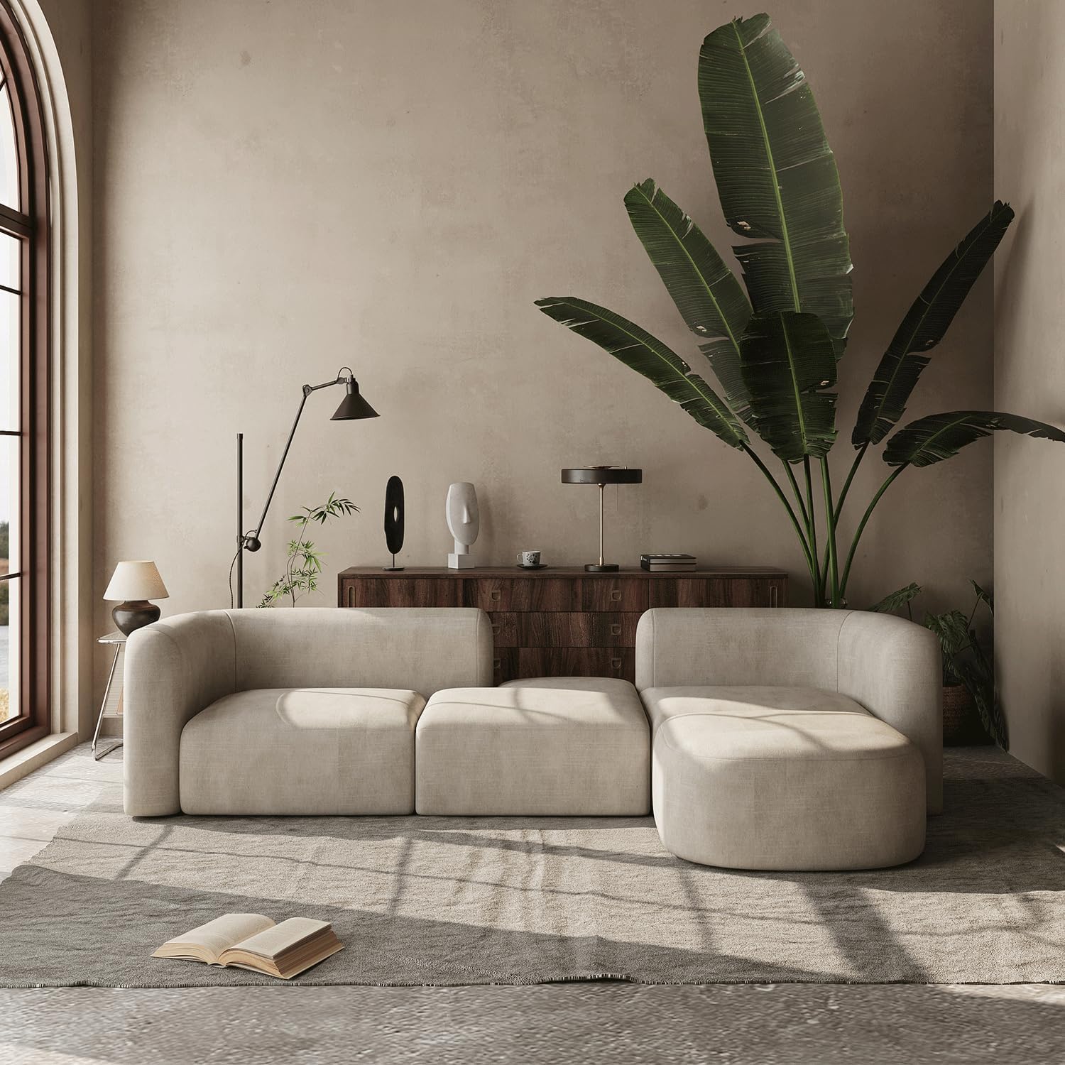 Acanva Luxury Velvet Sofa 3 Seater Modern Curved Back Couch for Living Room