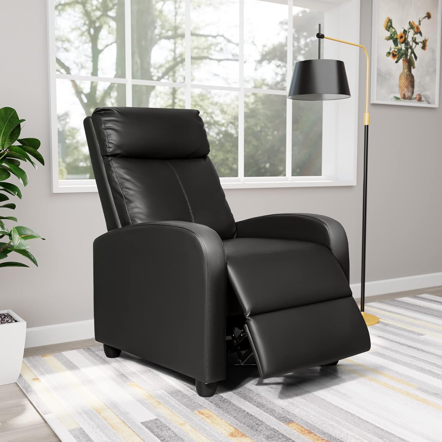 Homall Modern Recliner Chair PU Leather Padded Seat Single Sofa Home Theater