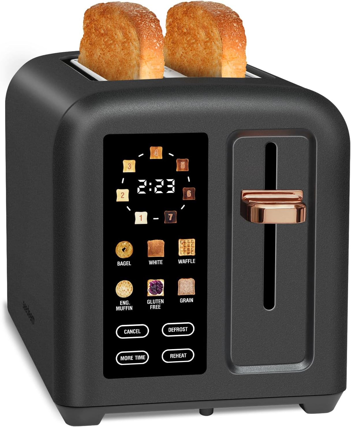 SEEDEEM 4 Slice Touch Screen Toaster LCD Display 7 Shade Settings Wide Slots 1800W
