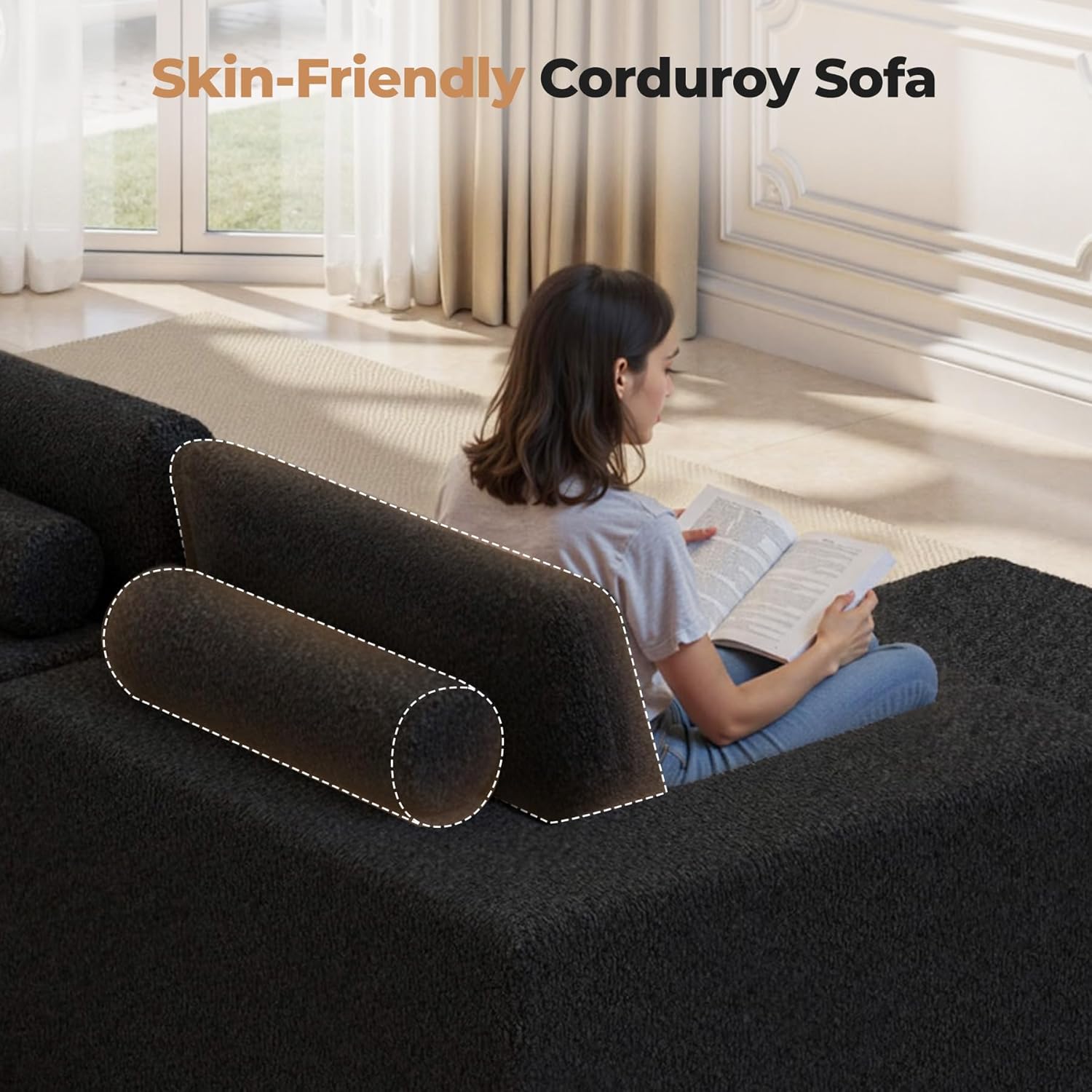 Luxanimarion Modular Sectional Sofa L Shape Deep Seat Cloud Couch Living Room