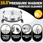 LidoDola 14 Inch Pressure Washer Surface Cleaner with Wheels for Concrete Patio Deck