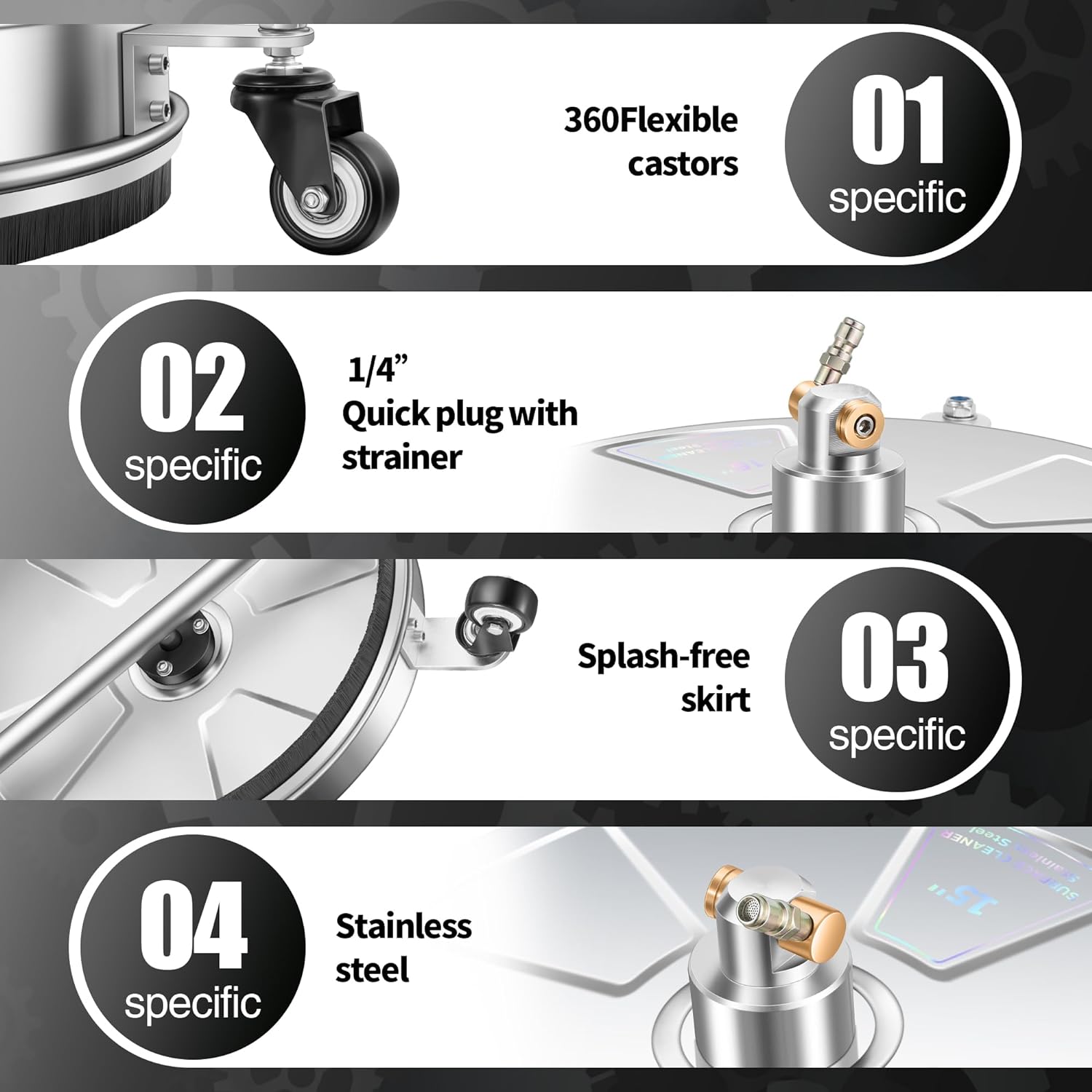LidoDola 14 Inch Pressure Washer Surface Cleaner with Wheels for Concrete Patio Deck