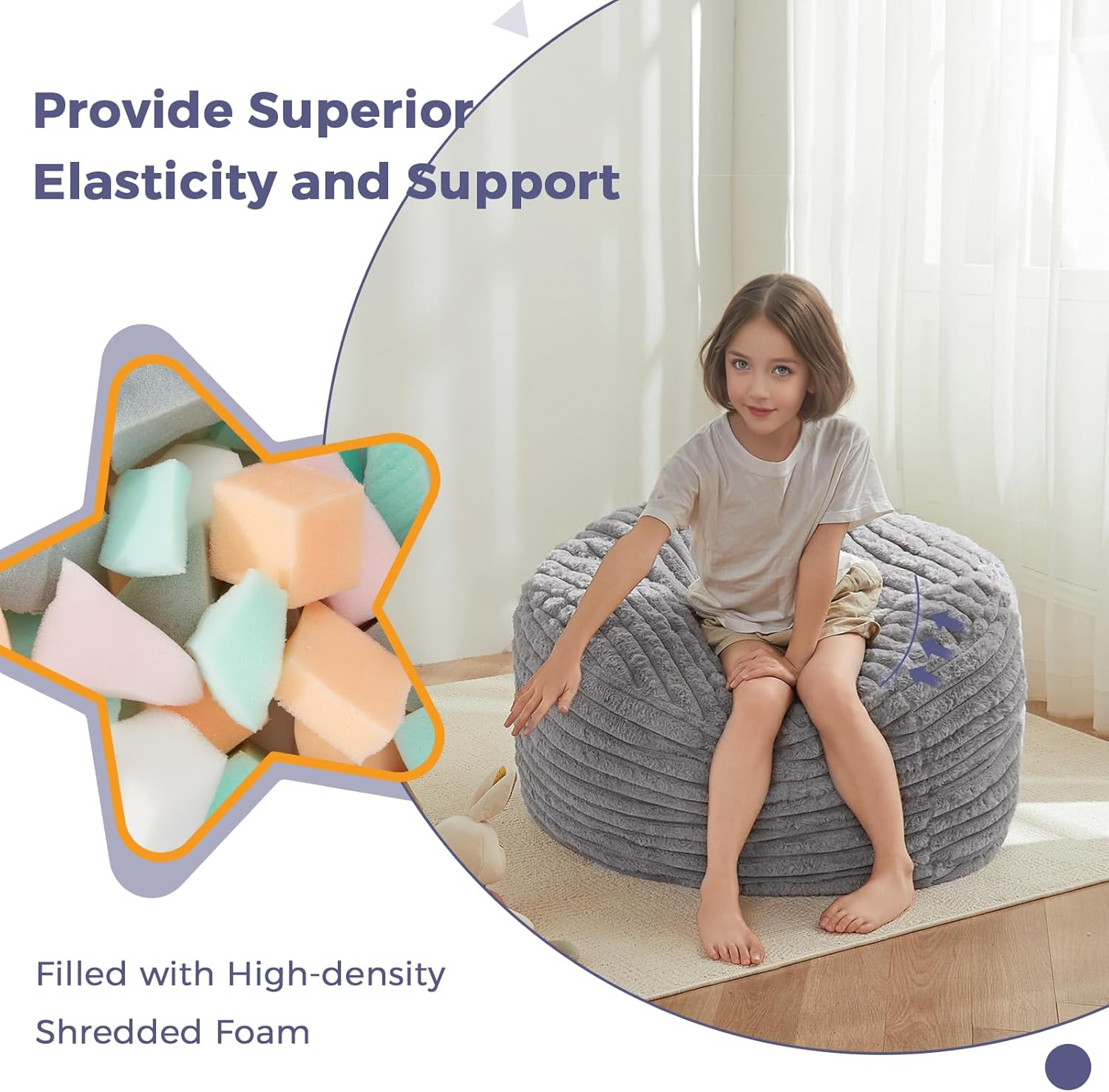 MAXYOYO Convertible Bean Bag Chair Bed for Kids with Foam Filling