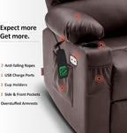 MCombo Large Power Lift Recliner Chair with Dual Motor Massage Heat Faux Leather