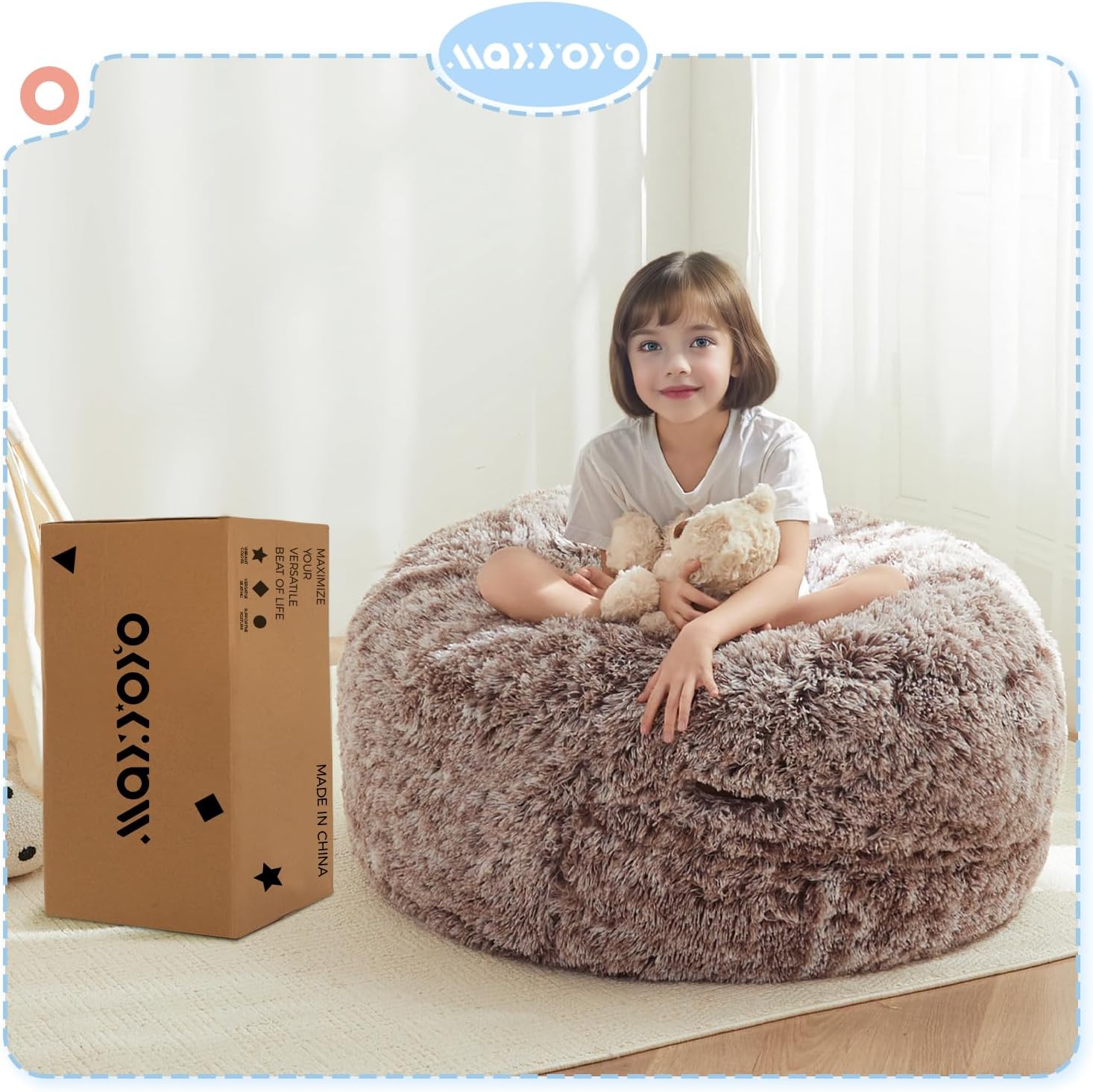 MAXYOYO Convertible Bean Bag Chair Bed for Kids with Foam Filling