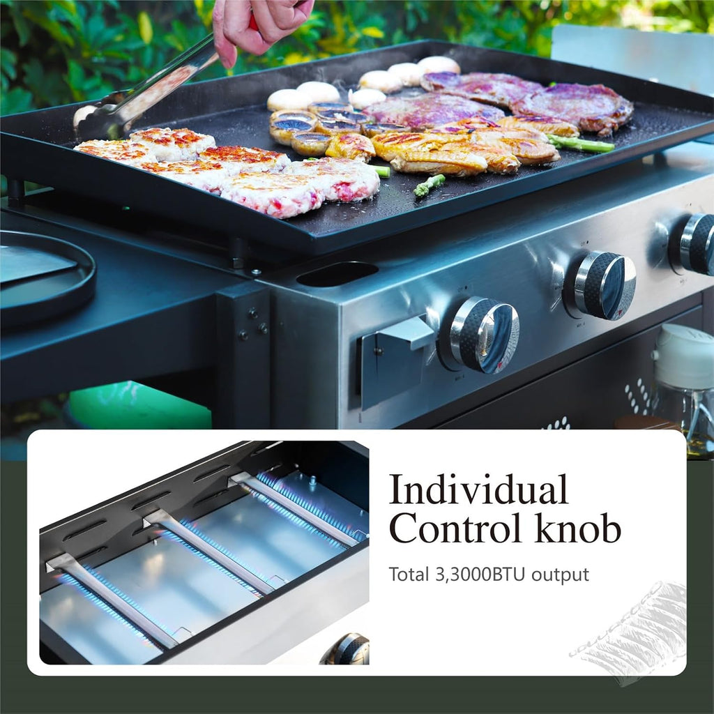 Sophia & William Charcoal and Gas Grill Combo with Side Burner Dual Fuel BBQ Grill