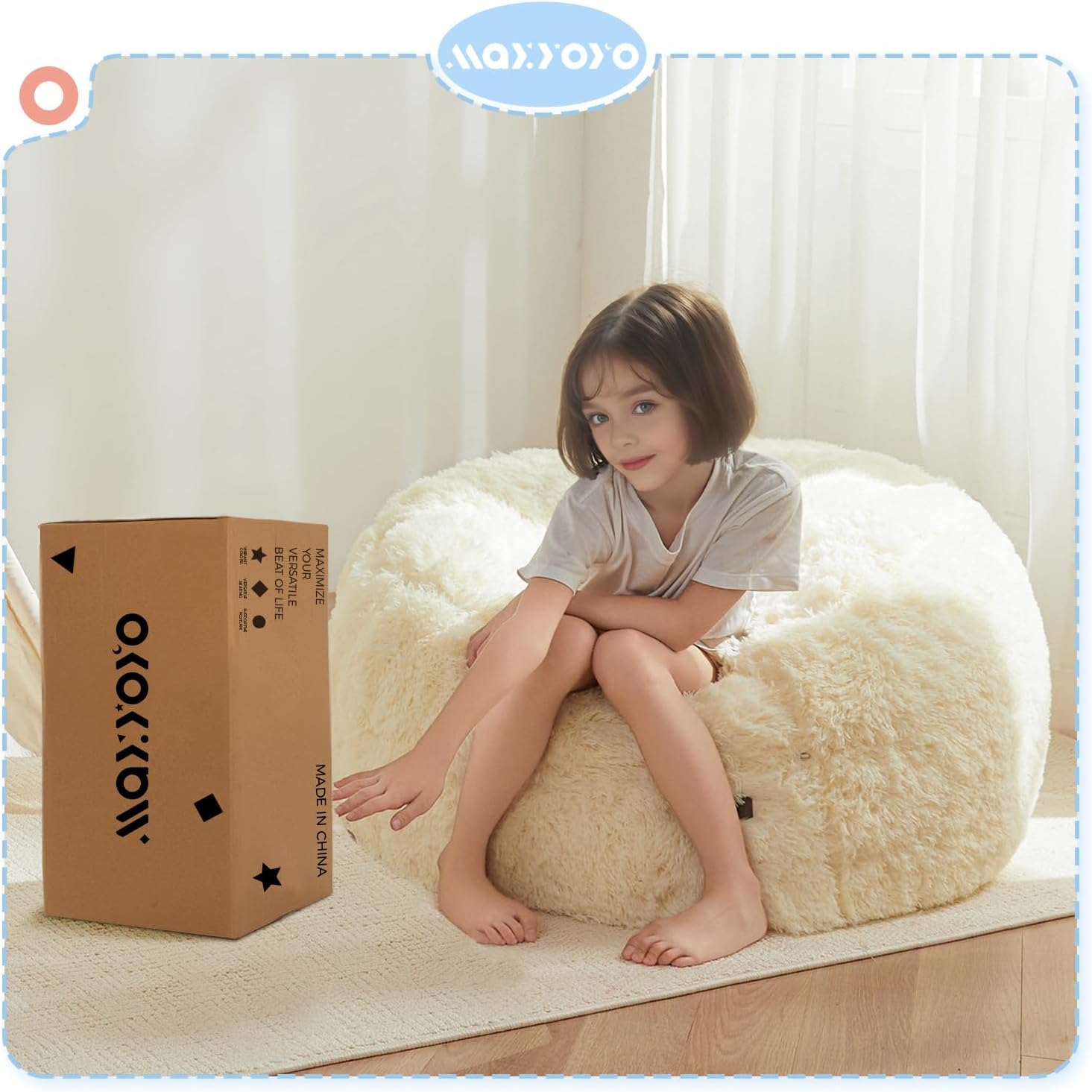 MAXYOYO Convertible Bean Bag Chair Bed for Kids with Foam Filling