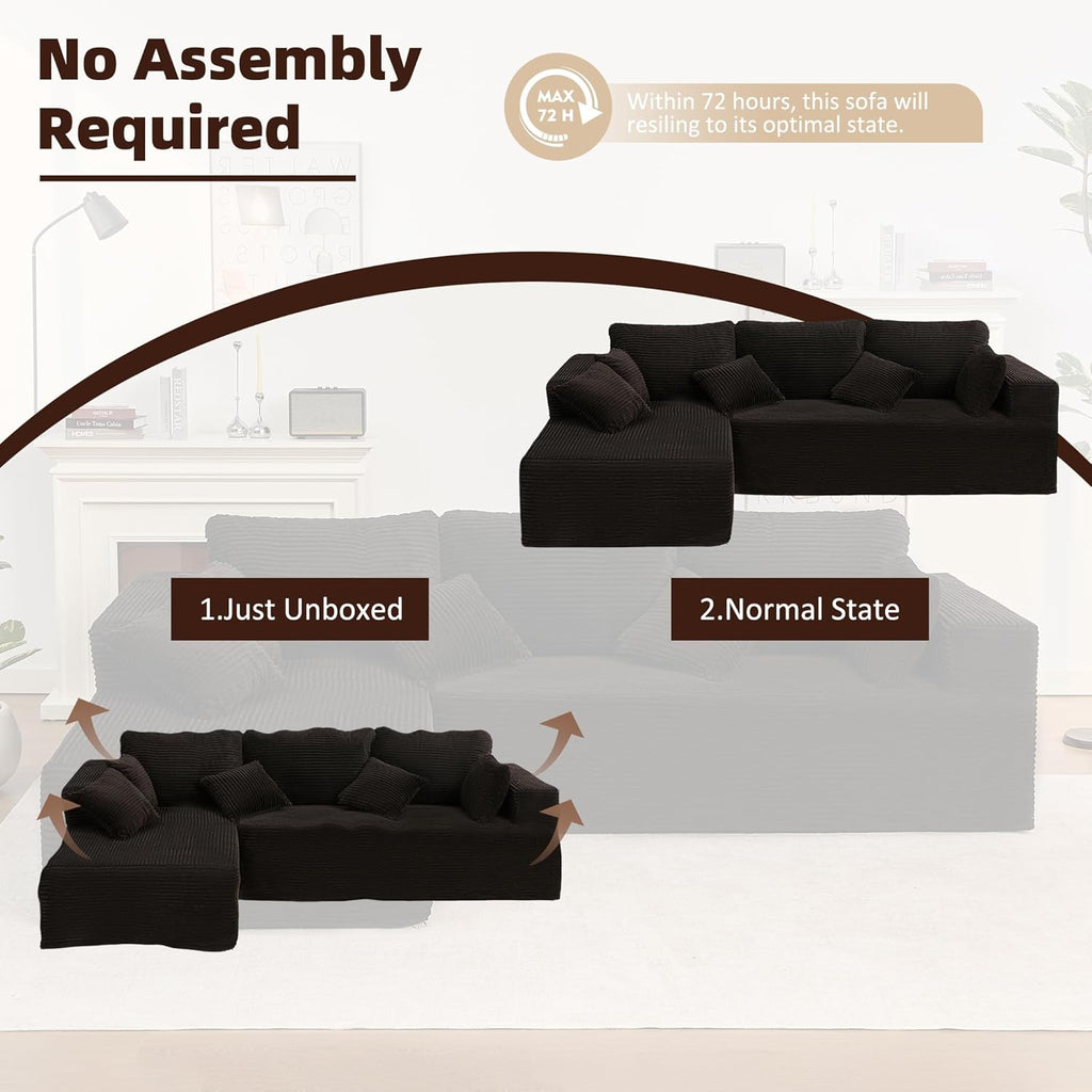 Afuson Boneless Sectional Sofa L Shape Deep Seat Cloud Couch Living Room