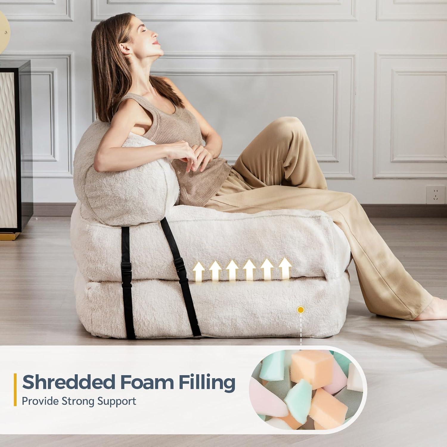 MAXYOYO Boucle Folding Sofa Bed Convertible Sleeper Chair with Pillow
