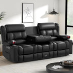 Dresegmt Loveseat Recliner Sofa 3 Seat Flip Backrest with Storage USB Cup Holders