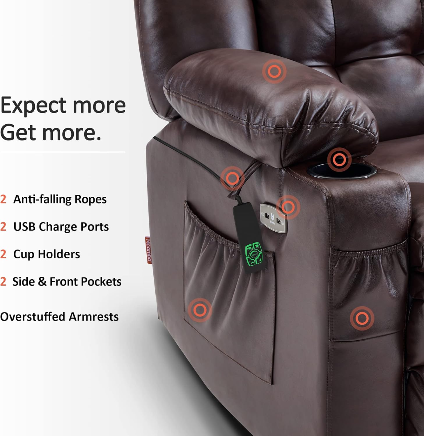 MCombo Dual Motor Power Lift Recliner Chair for Elderly with Heat Massage USB