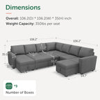 HONBAY Modular Sectional Sleeper Sofa L Shaped Couch with Pull Out Bed